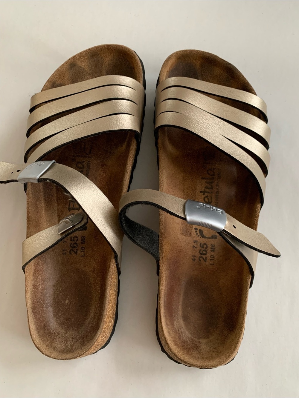 Birkenstock Betula Gold Strappy Slide Sandals women’s size 41 US 10